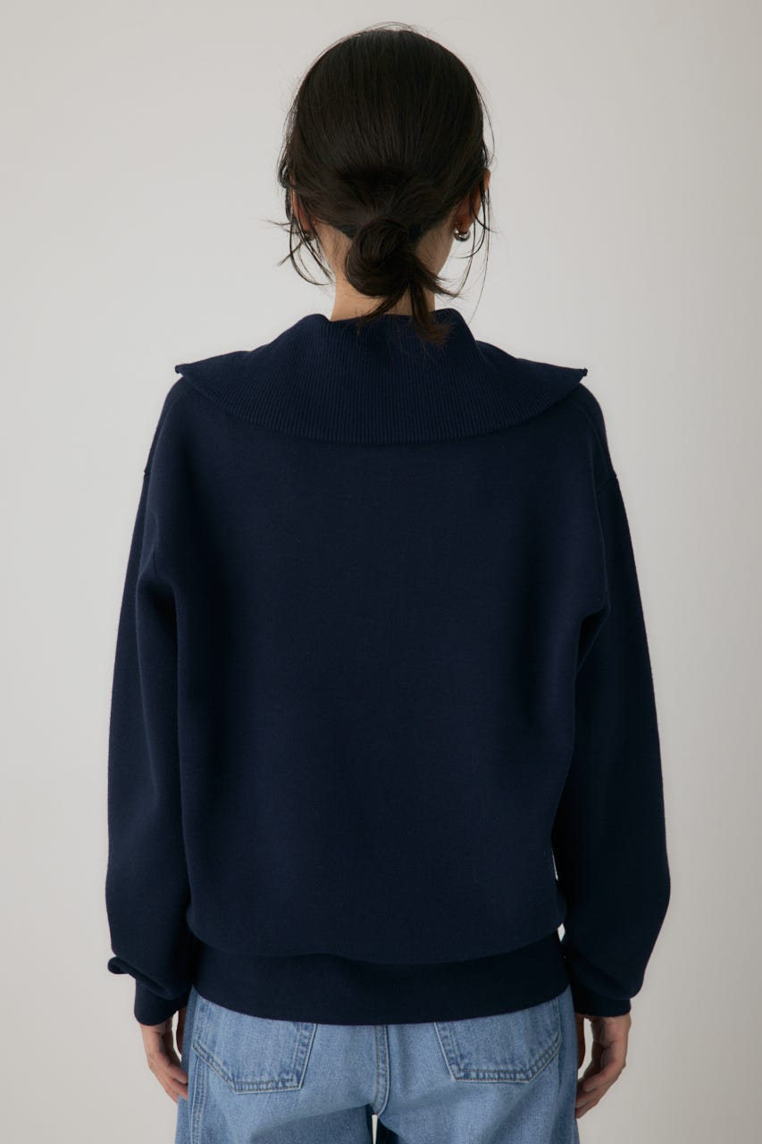 ハーフジップセーラーカラーニット NVY FREE