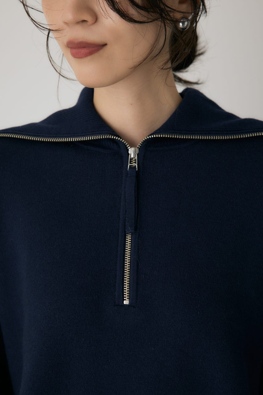 ハーフジップセーラーカラーニット NVY FREE