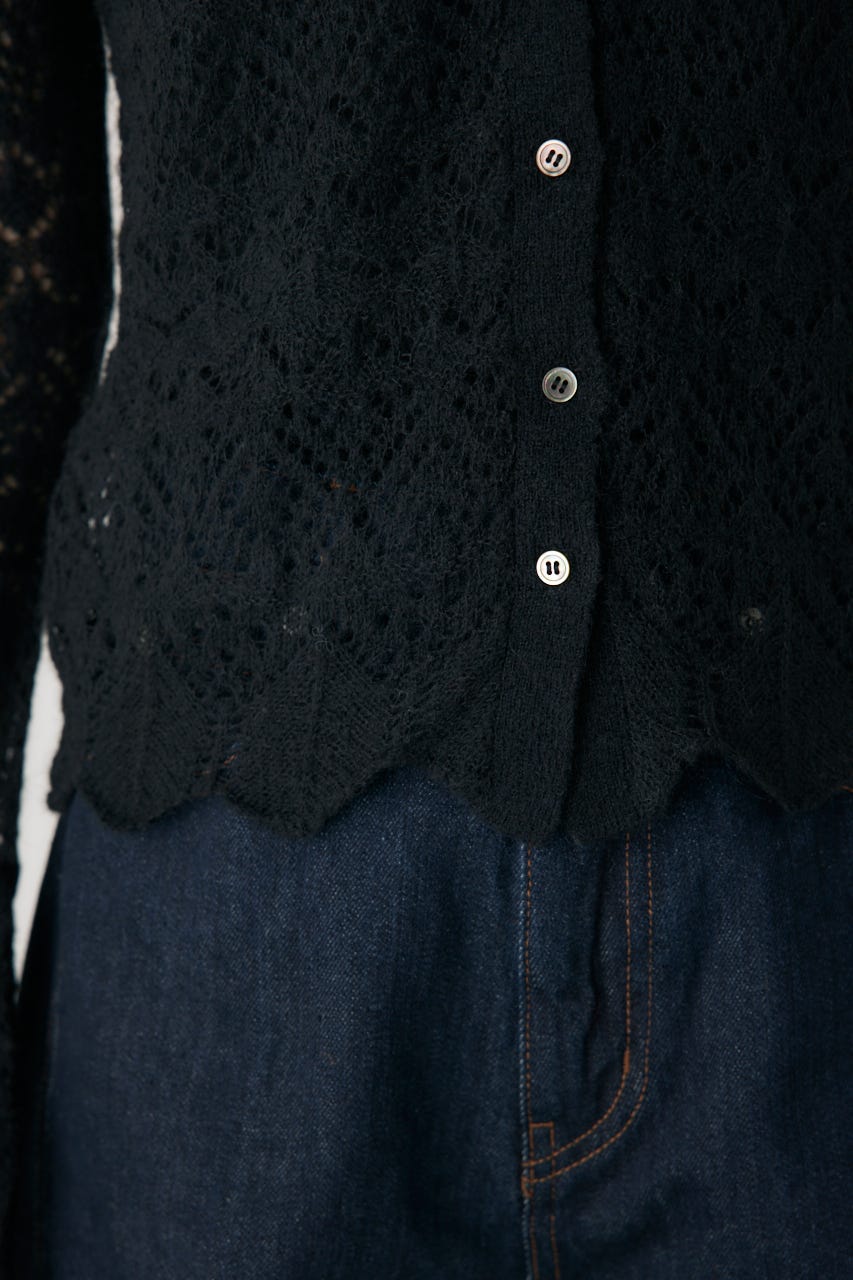 スカシアミニットポロカーディガン BLK FREE