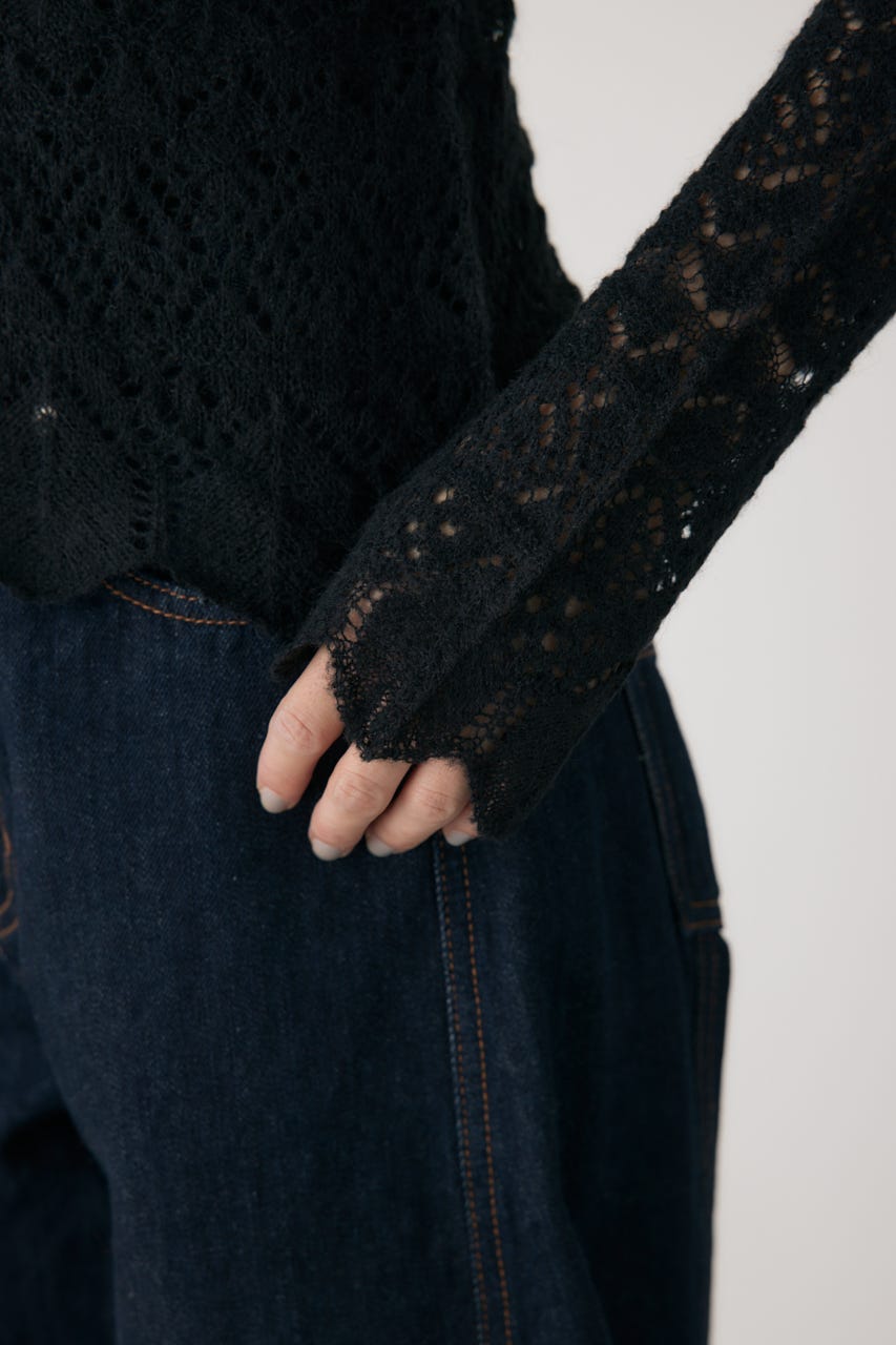 スカシアミニットポロカーディガン BLK FREE