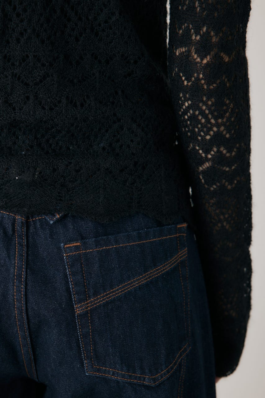 スカシアミニットポロカーディガン BLK FREE