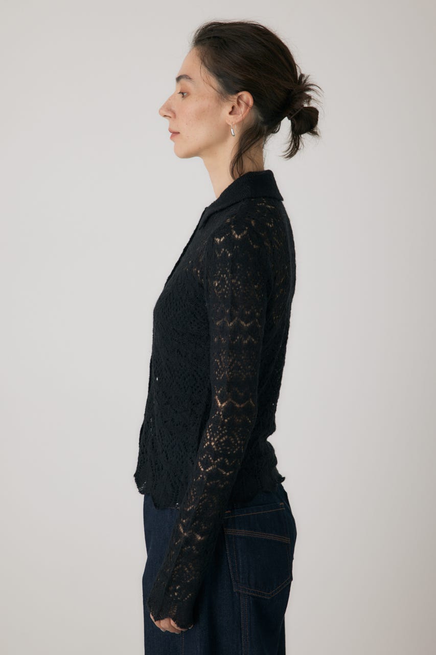 スカシアミニットポロカーディガン BLK FREE