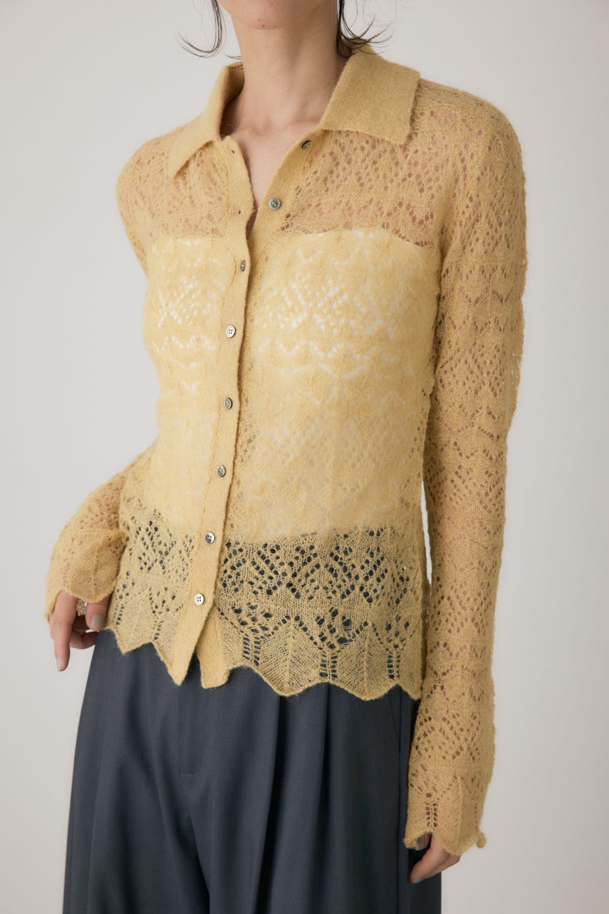 スカシアミニットポロカーディガン L/YEL FREE