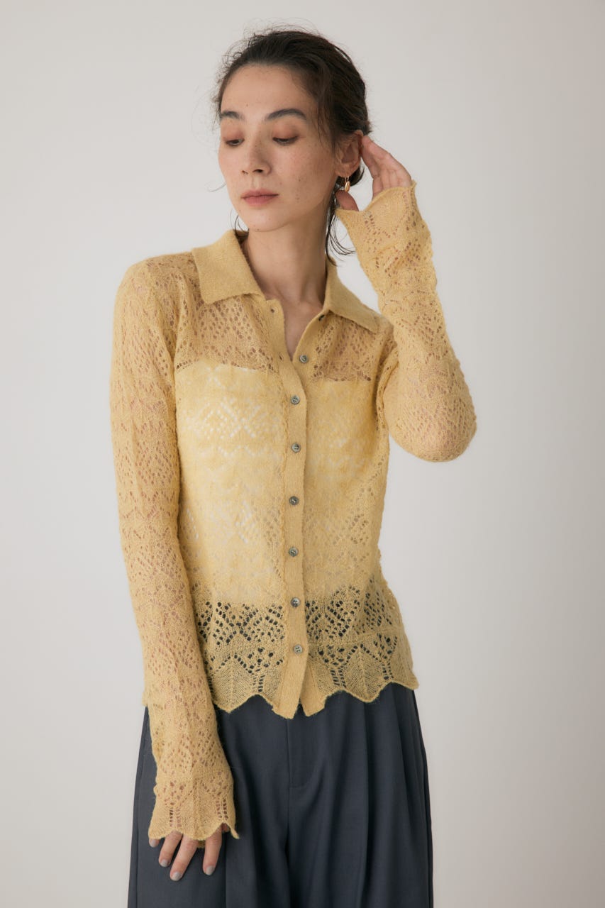 スカシアミニットポロカーディガン L/YEL FREE