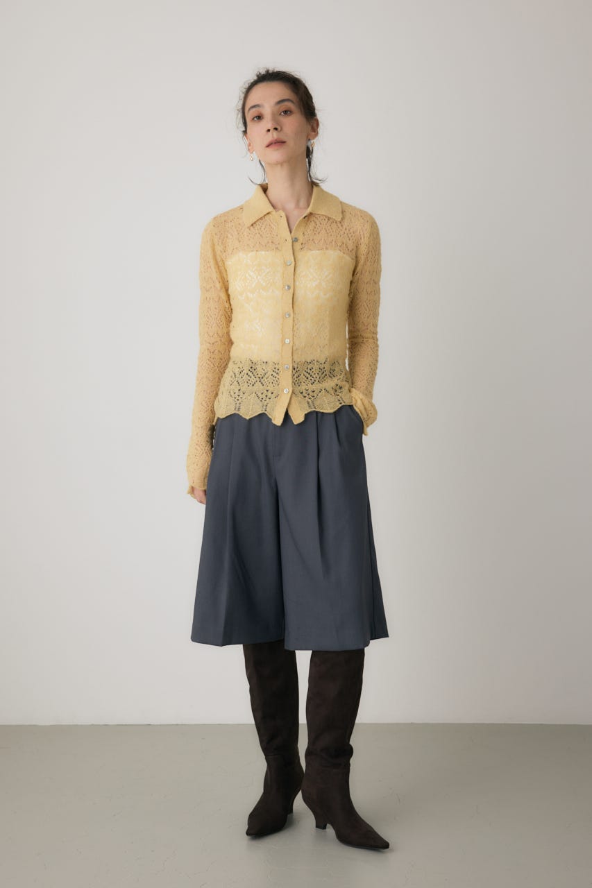 スカシアミニットポロカーディガン L/YEL FREE