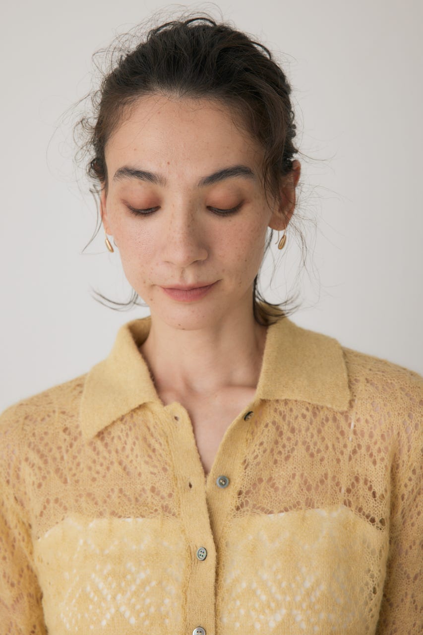 スカシアミニットポロカーディガン L/YEL FREE