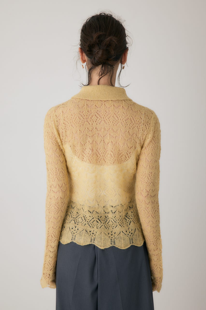 スカシアミニットポロカーディガン L/YEL FREE