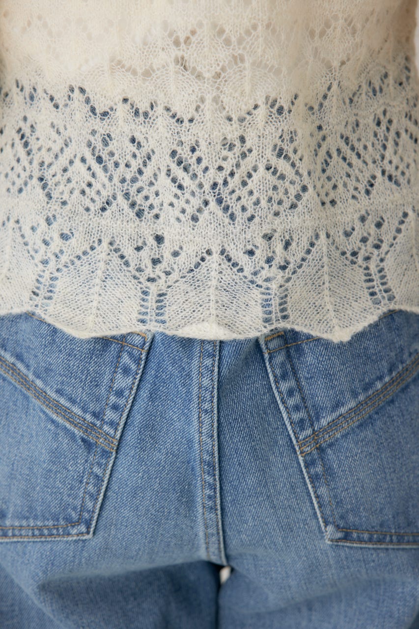 スカシアミニットポロカーディガン O/WHT FREE