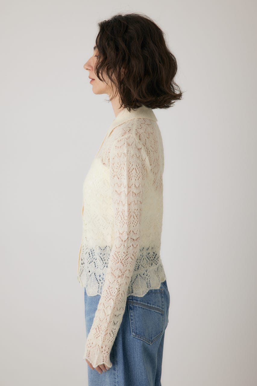 スカシアミニットポロカーディガン O/WHT FREE