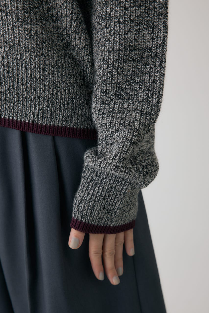 ミックスカラーヤーンラインニット 柄BLK FREE