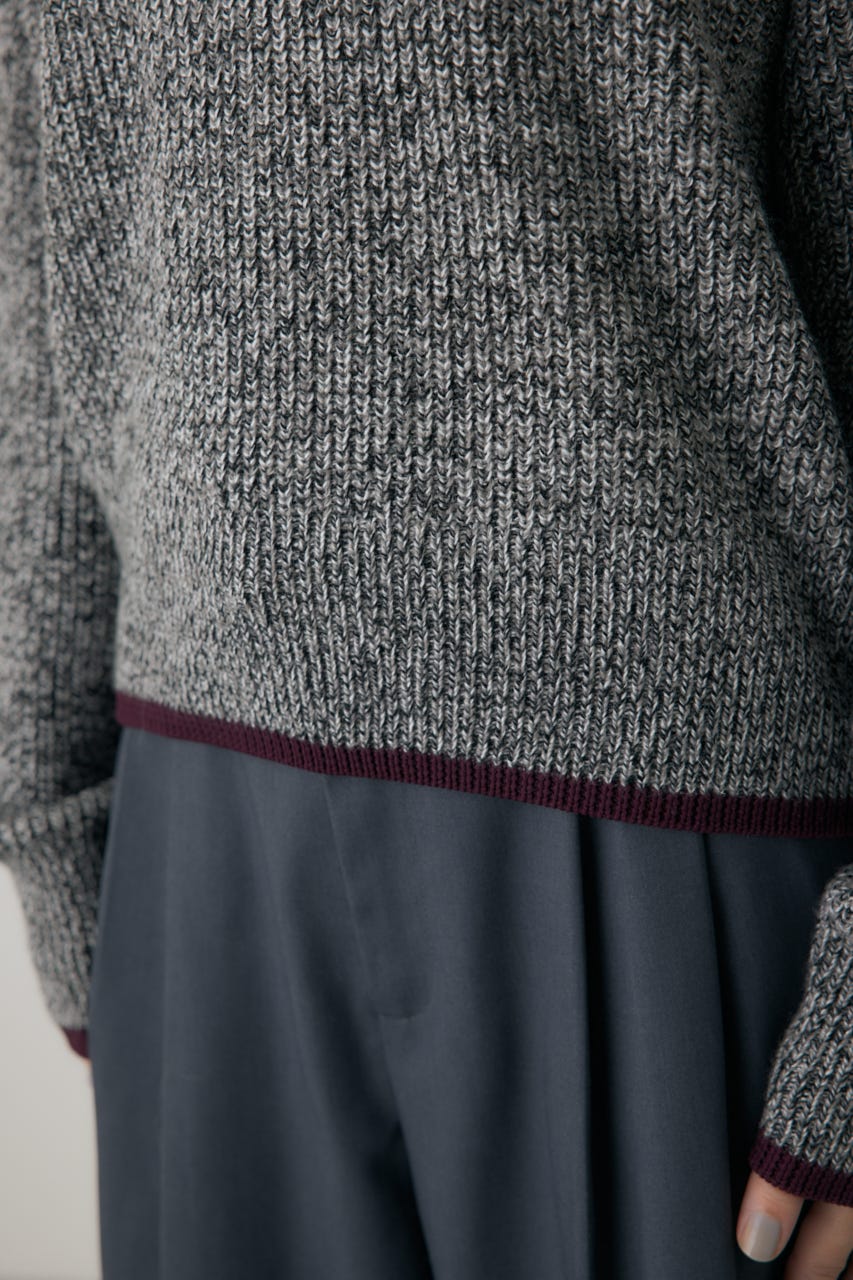 ミックスカラーヤーンラインニット 柄BLK FREE