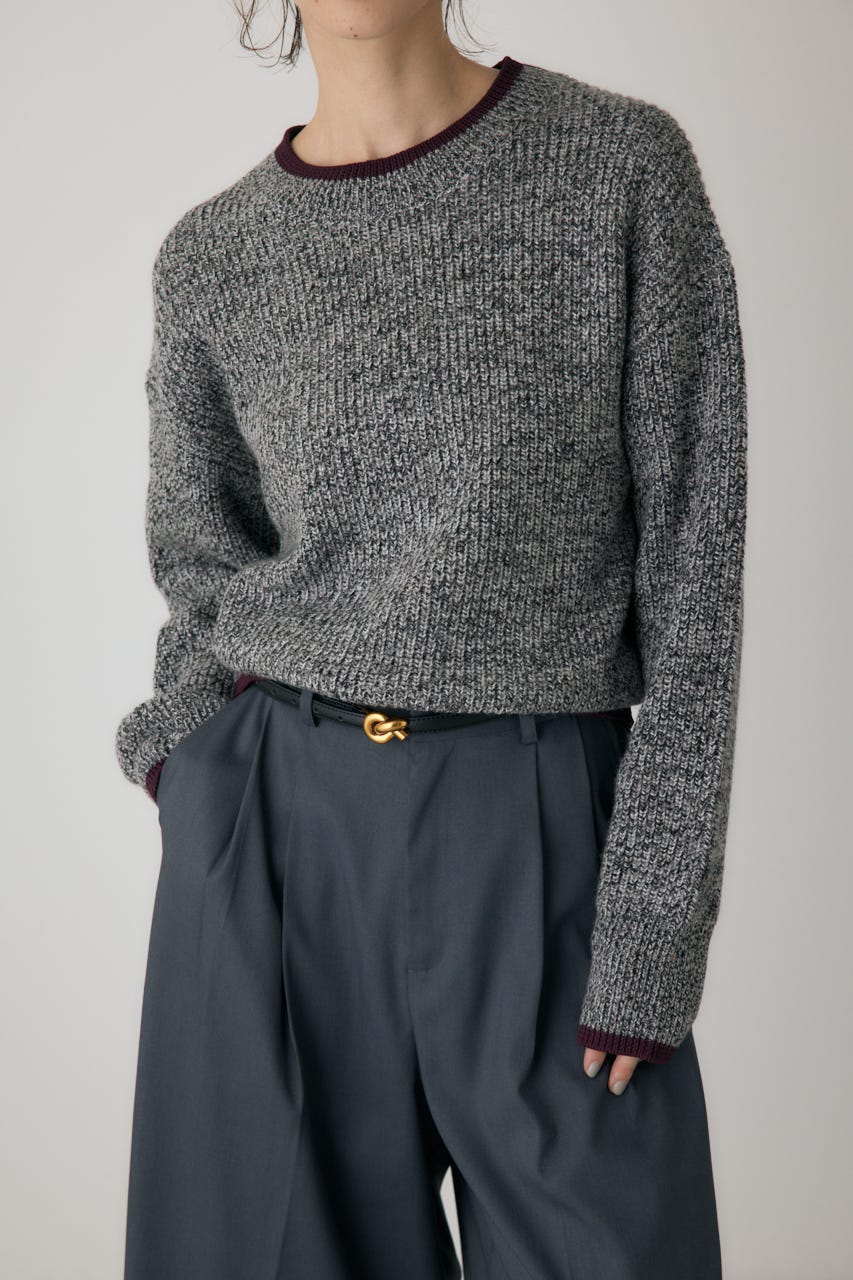 ミックスカラーヤーンラインニット 柄BLK FREE