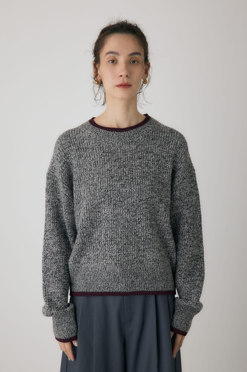 ミックスカラーヤーンラインニット 柄BLK FREE