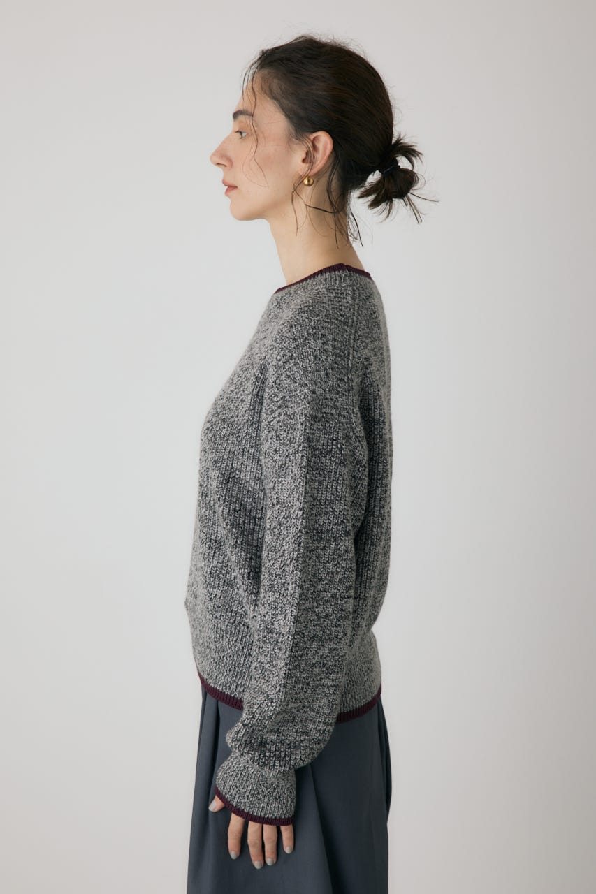 ミックスカラーヤーンラインニット 柄BLK FREE