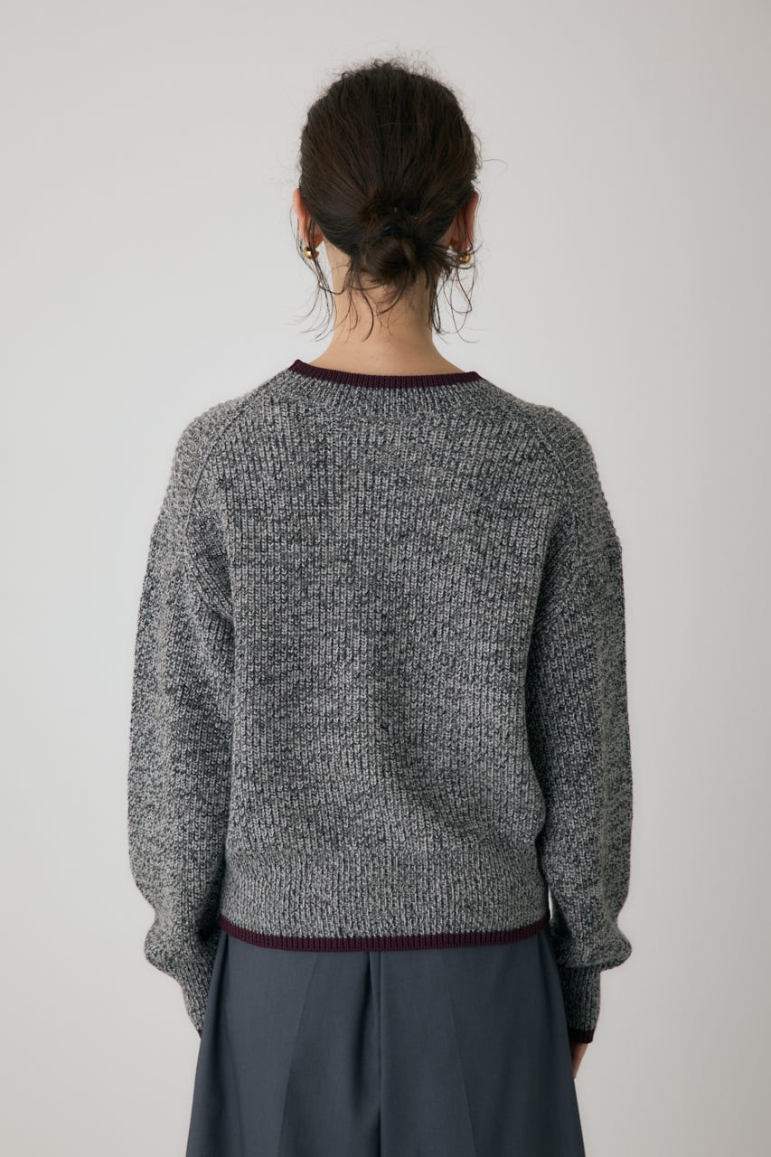 ミックスカラーヤーンラインニット 柄BLK FREE