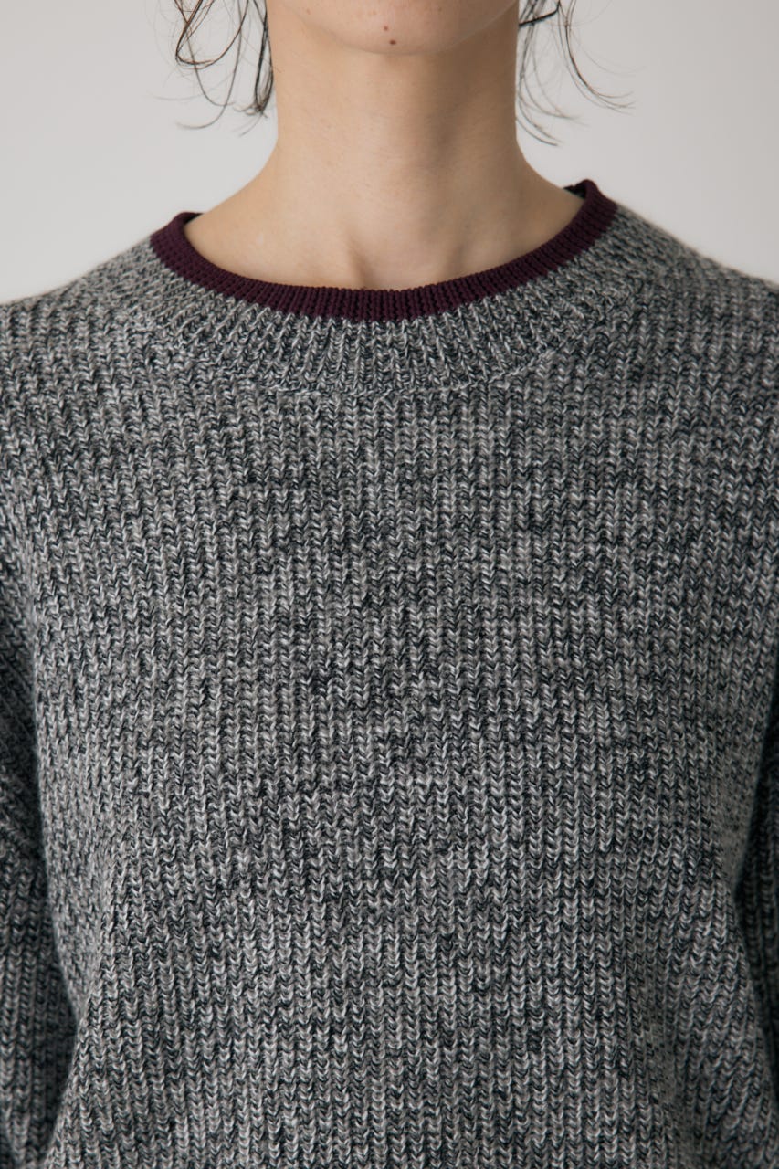 ミックスカラーヤーンラインニット 柄BLK FREE