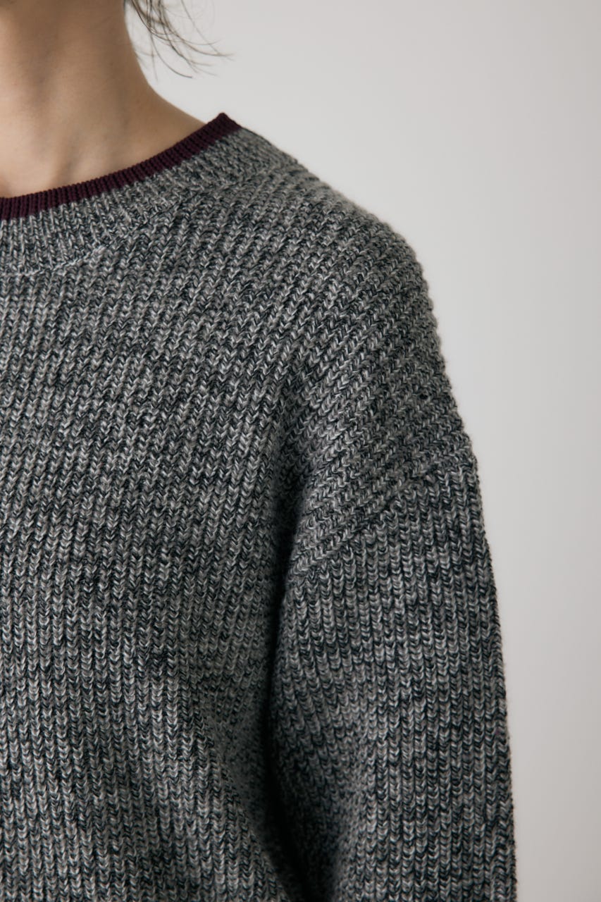 ミックスカラーヤーンラインニット 柄BLK FREE