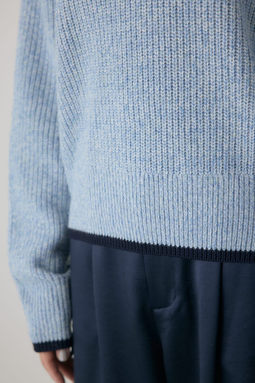 ミックスカラーヤーンラインニット 柄BLU FREE