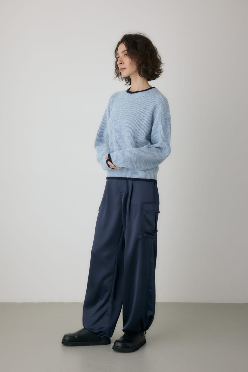 ミックスカラーヤーンラインニット 柄BLU FREE