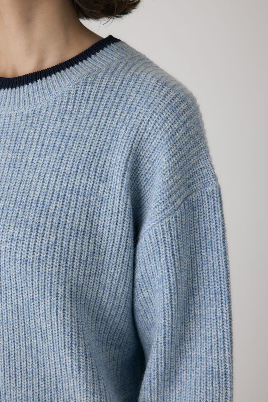 ミックスカラーヤーンラインニット 柄BLU FREE