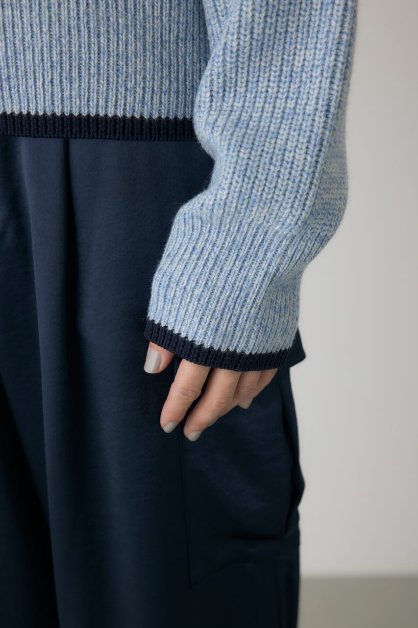 ミックスカラーヤーンラインニット 柄BLU FREE