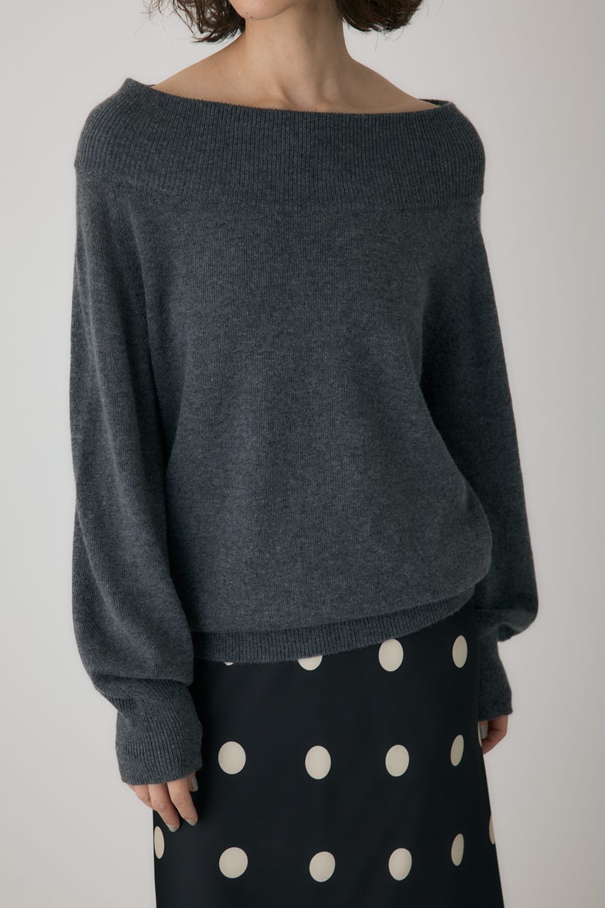 ワイドボートネックニット C.GRY FREE