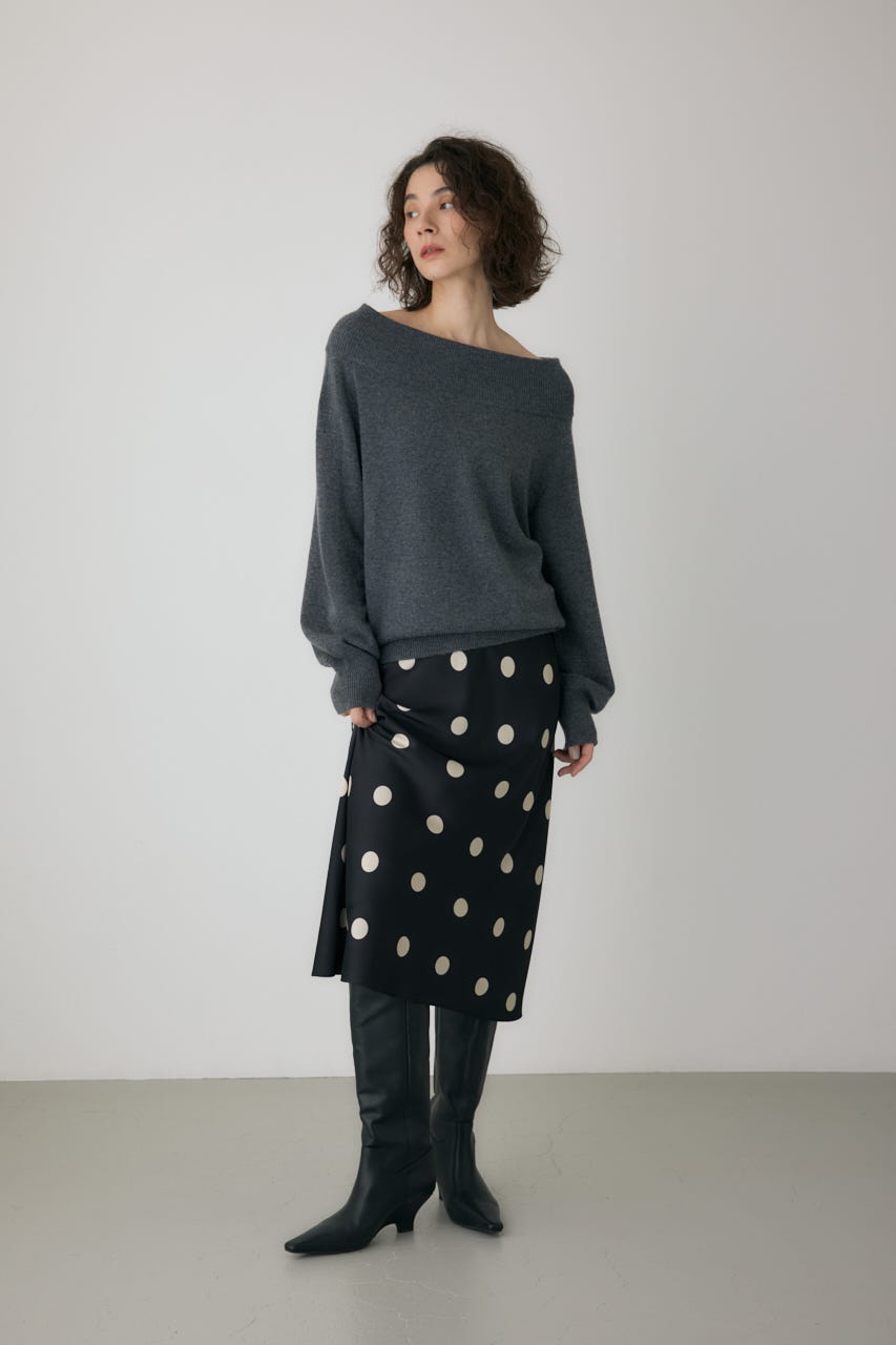 ワイドボートネックニット C.GRY FREE