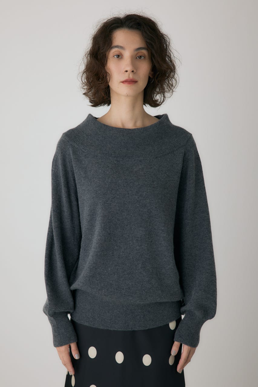 ワイドボートネックニット C.GRY FREE