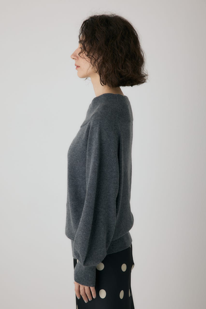 ワイドボートネックニット C.GRY FREE
