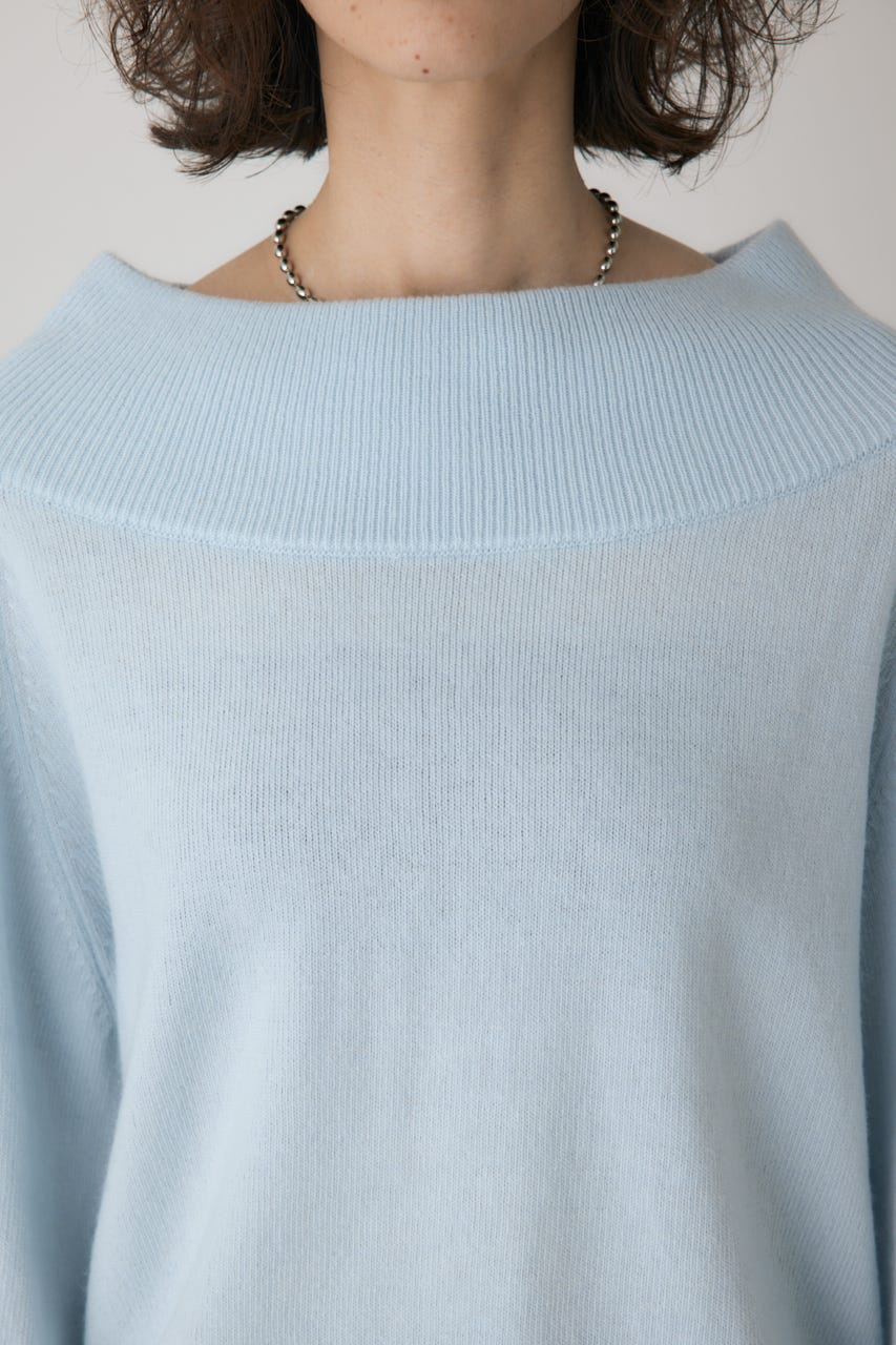 ワイドボートネックニット L/BLU FREE