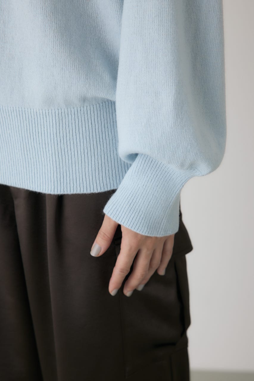 ワイドボートネックニット L/BLU FREE