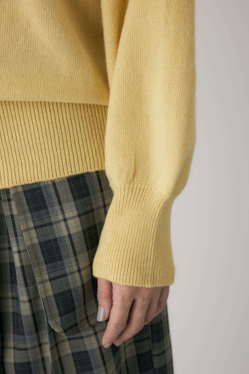 ワイドボートネックニット L/YEL FREE