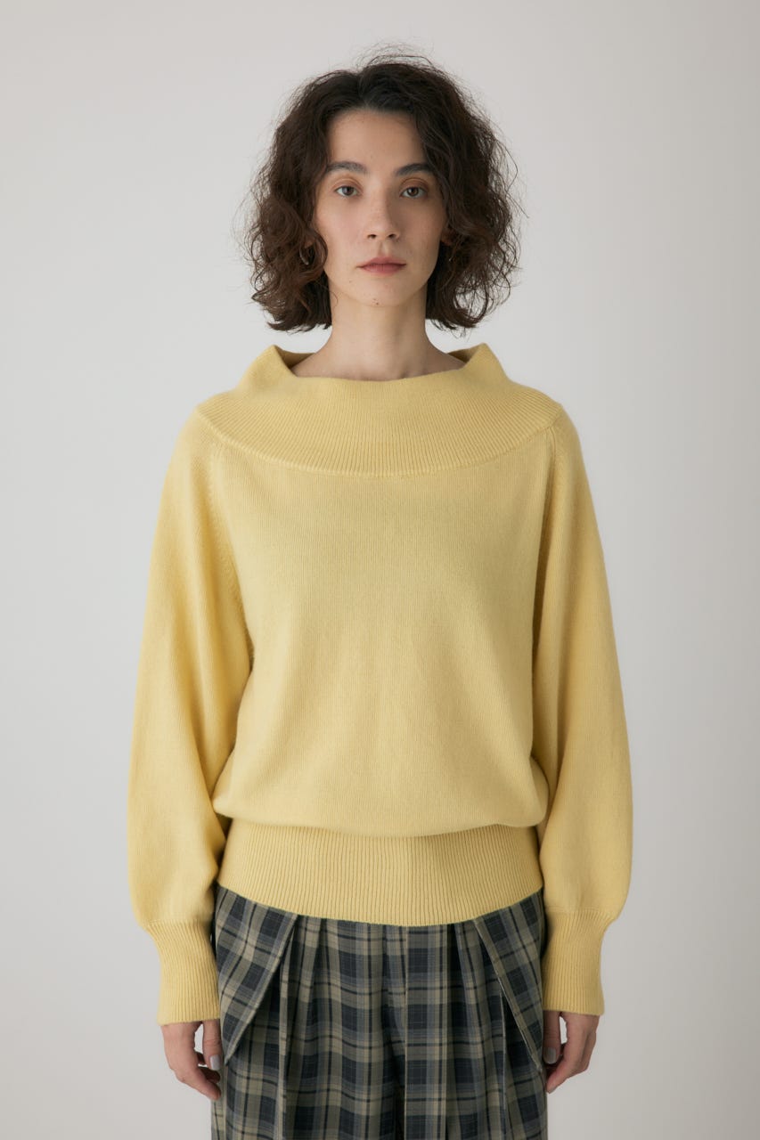 ワイドボートネックニット L/YEL FREE