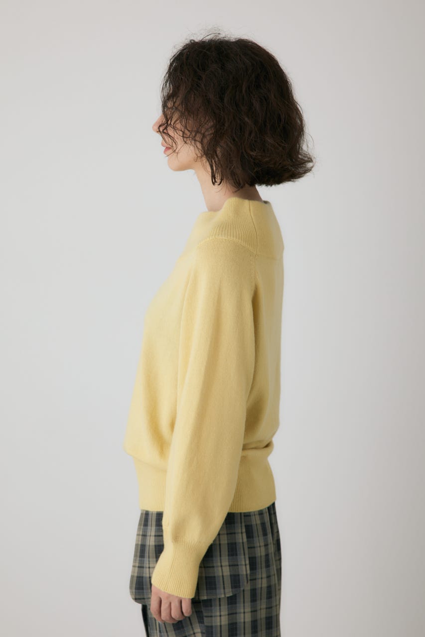 ワイドボートネックニット L/YEL FREE