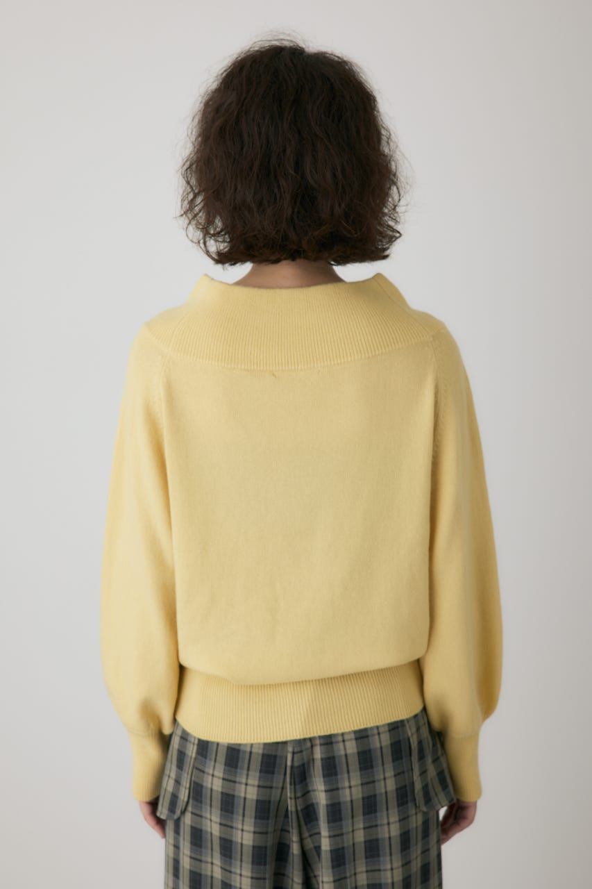 ワイドボートネックニット L/YEL FREE