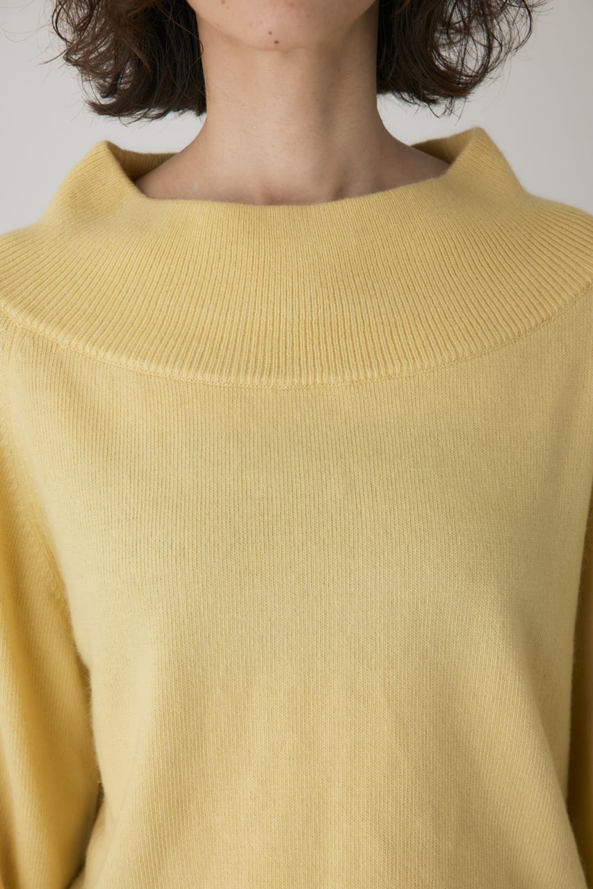 ワイドボートネックニット L/YEL FREE