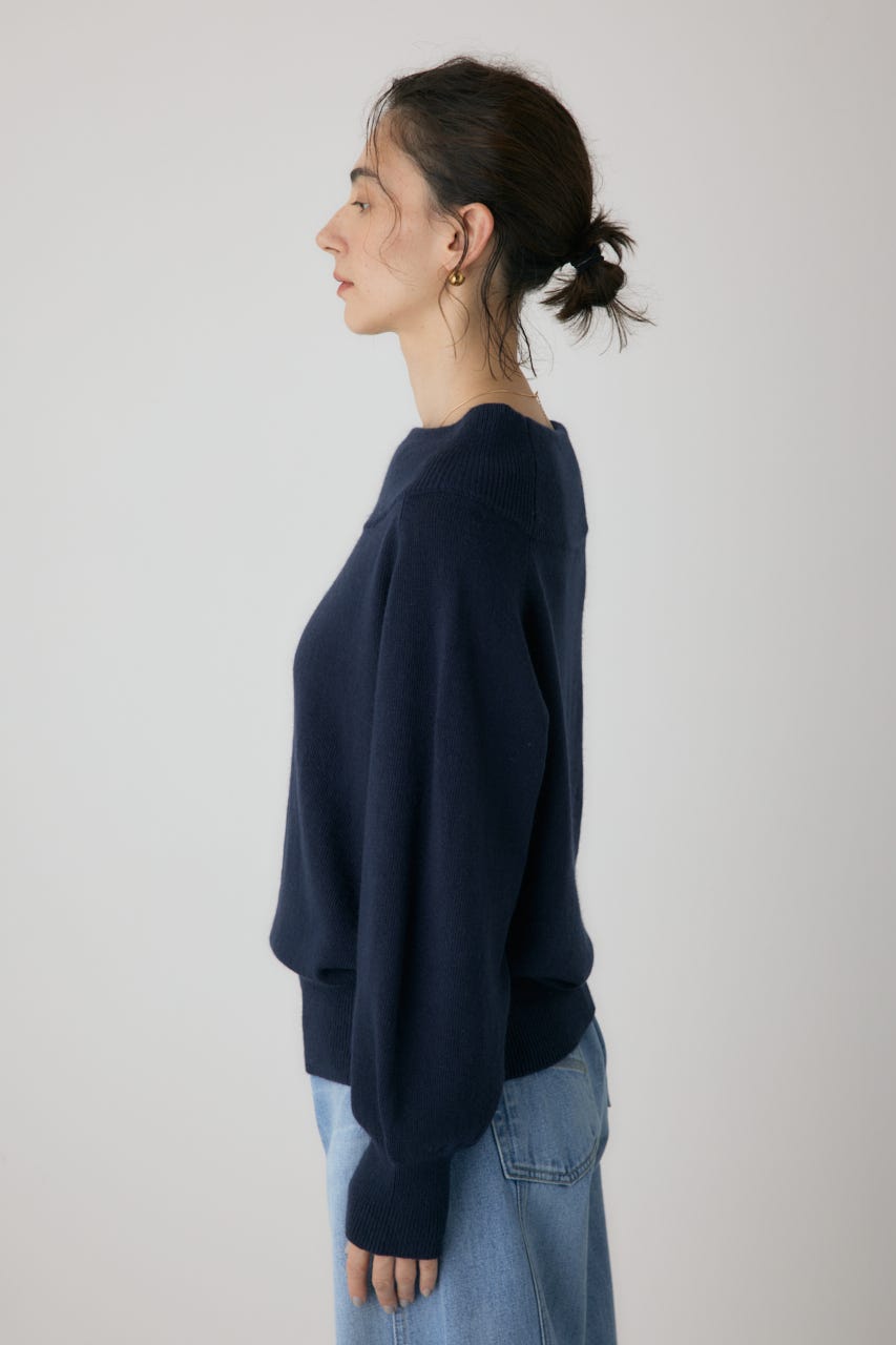 ワイドボートネックニット NVY FREE