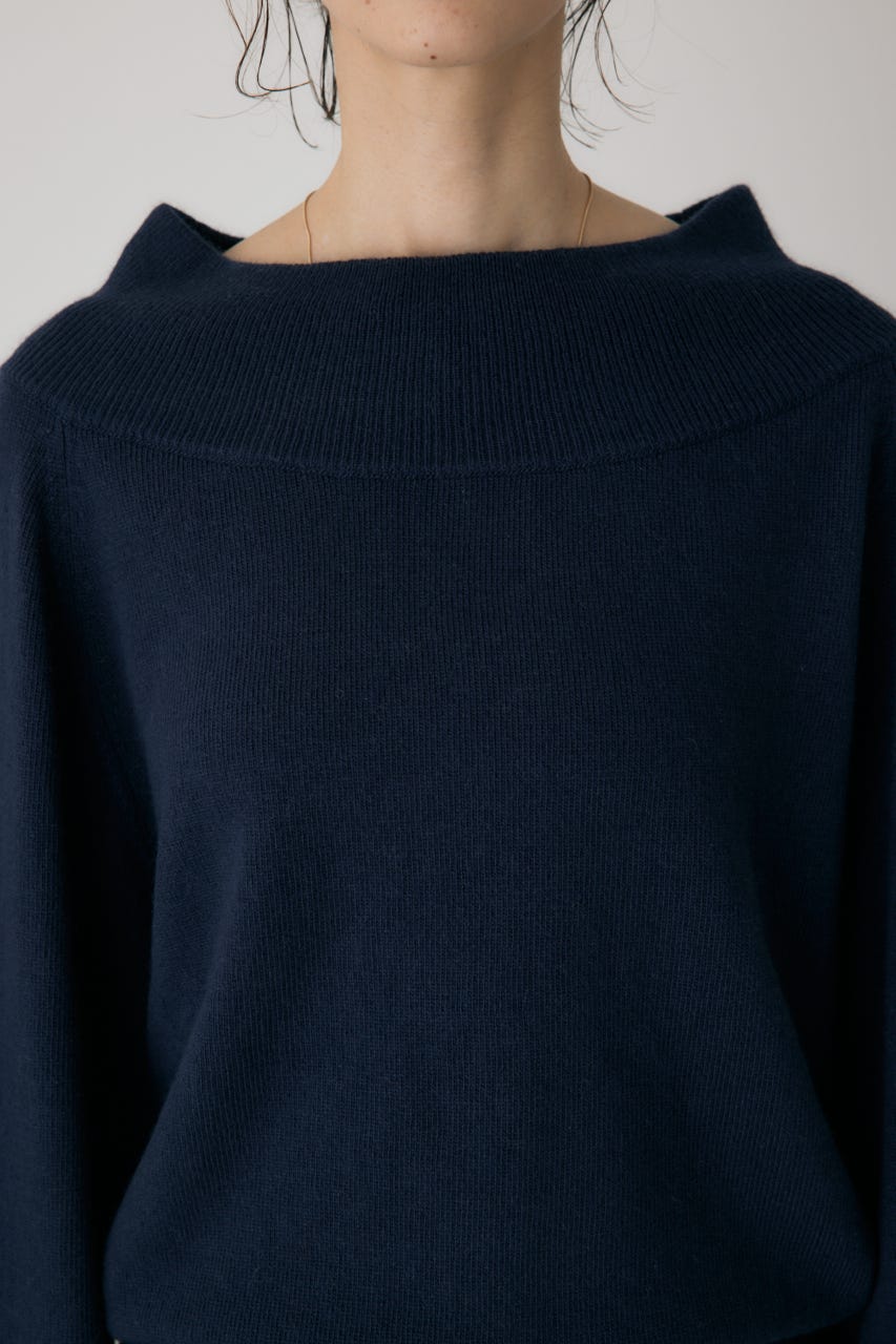 ワイドボートネックニット NVY FREE