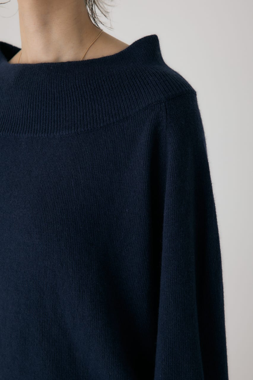 ワイドボートネックニット NVY FREE