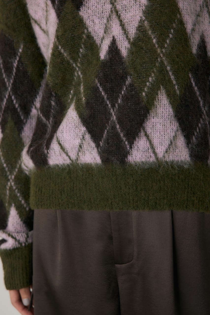 ヘアリーアーガイルニット KHA FREE