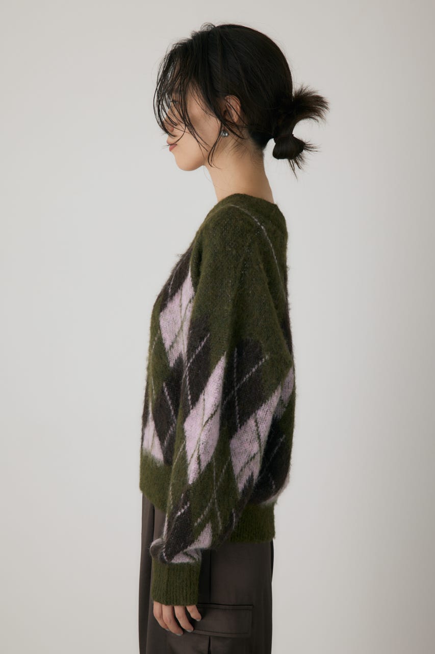 ヘアリーアーガイルニット KHA FREE