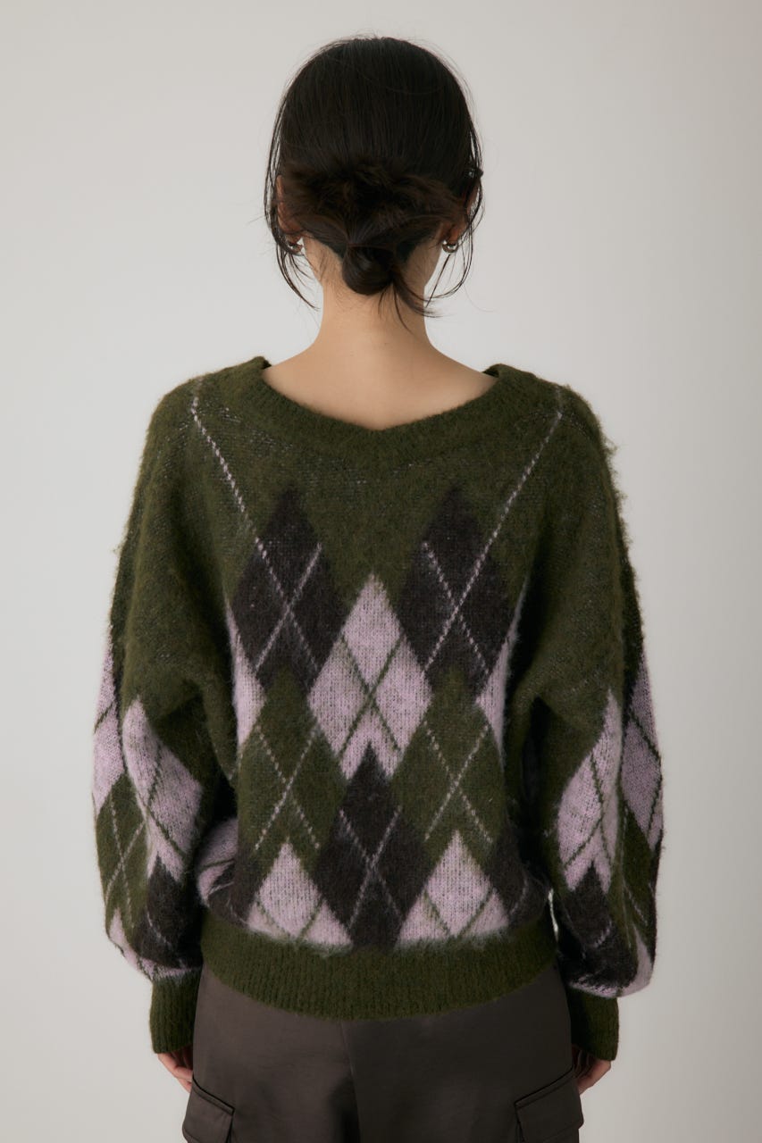 ヘアリーアーガイルニット KHA FREE