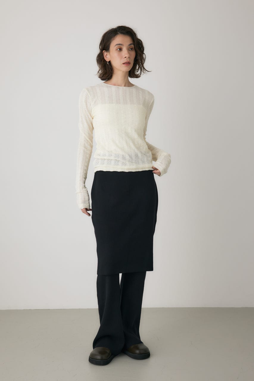 リブニットスカートパンツ BLK FREE
