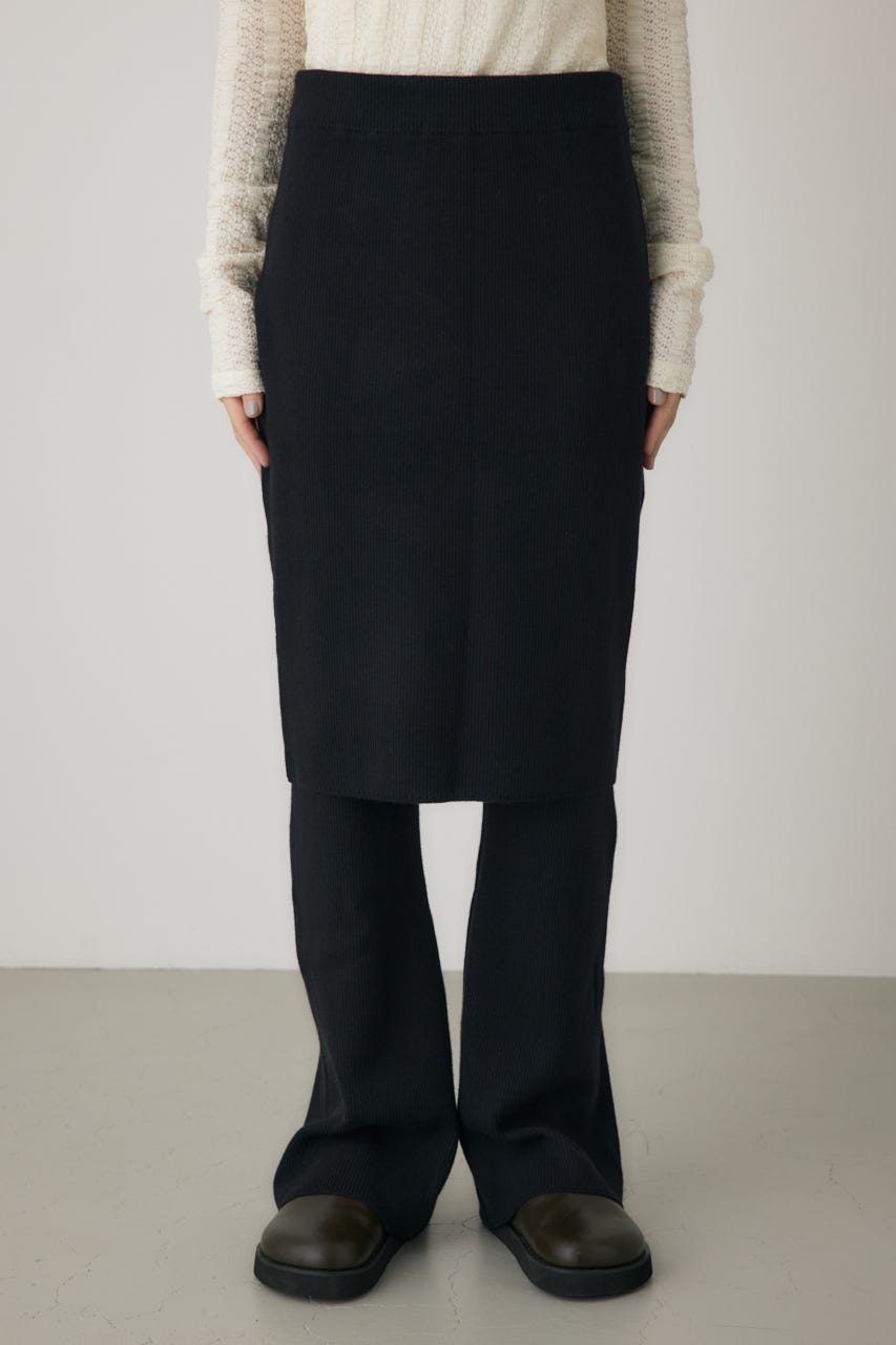 リブニットスカートパンツ BLK FREE