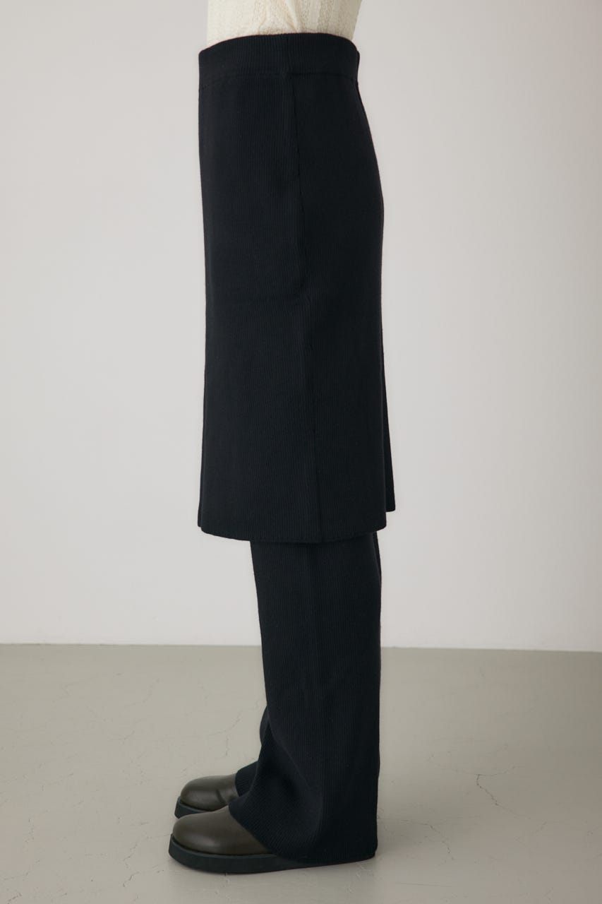 リブニットスカートパンツ BLK FREE