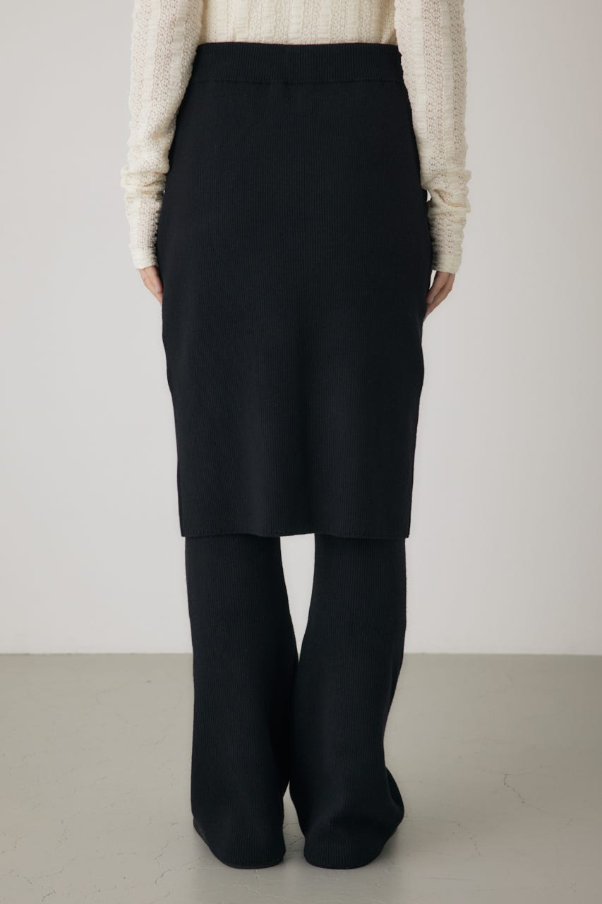 リブニットスカートパンツ BLK FREE