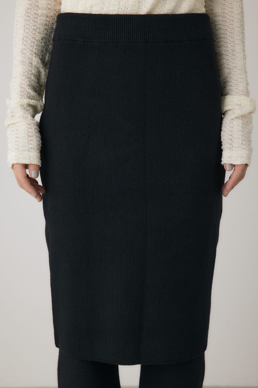 リブニットスカートパンツ BLK FREE
