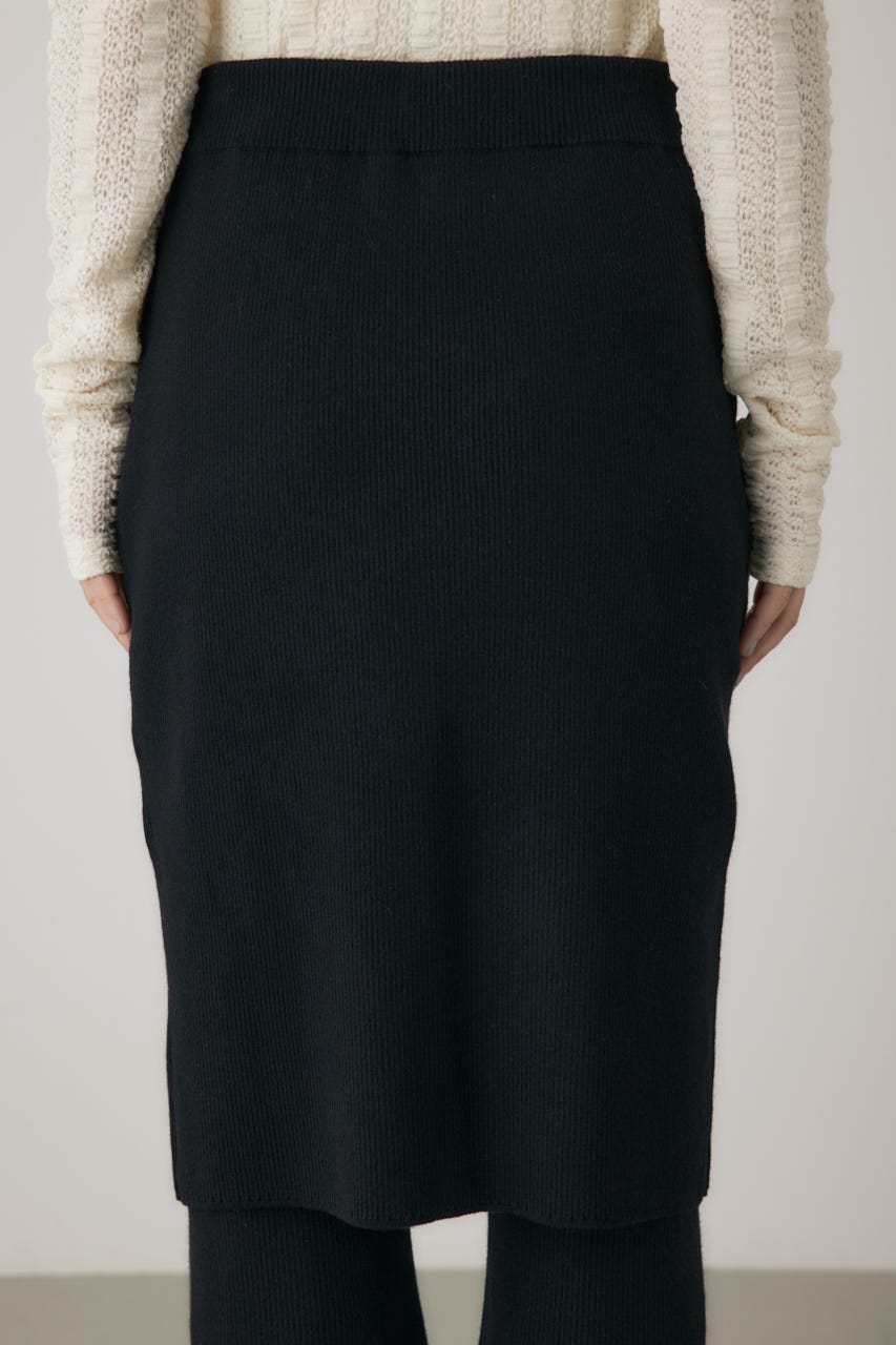 リブニットスカートパンツ BLK FREE