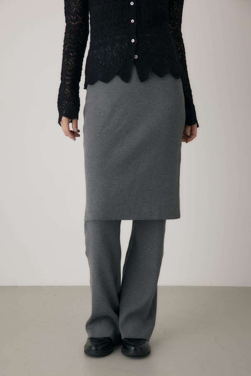 リブニットスカートパンツ GRY FREE