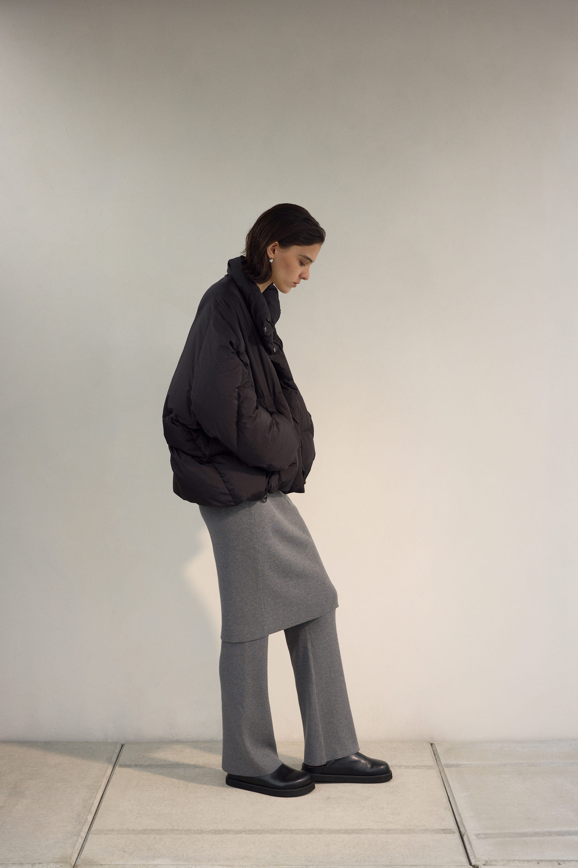 リブニットスカートパンツ GRY FREE